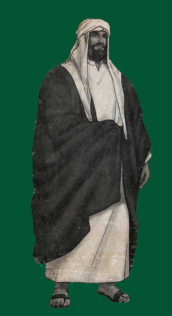 Un dibujo del Imam Mohammed bin Saud según Manga Production in Riyadh
