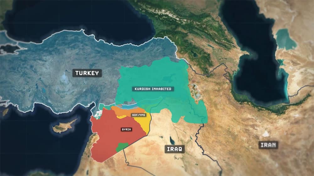 Mapa de Turquía y la región kurda deshabitada