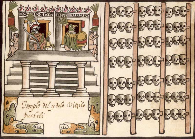 Un tzompantli del manuscrito de Juan de Tovar de 1587