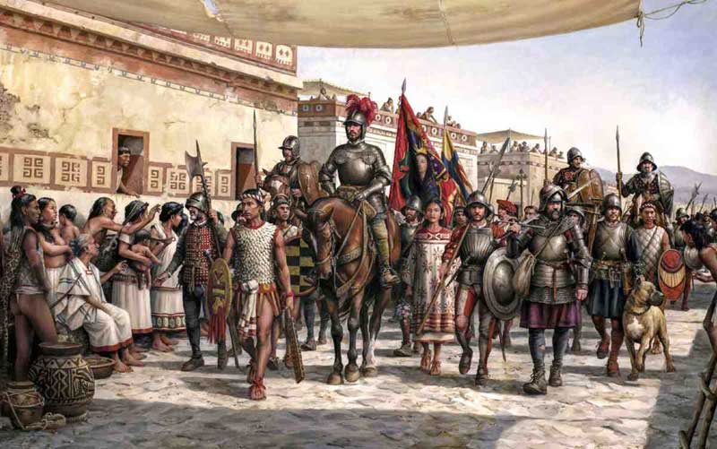 Cortés recibido por tribus aliadas