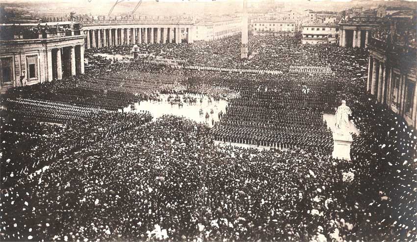Pío IX bendice a sus tropas antes de la Toma de Roma. 25 de abril de 1870.