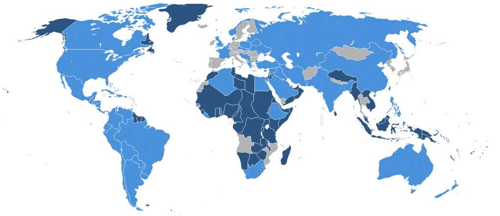 Mapa de los estados fundadores de las Naciones Unidas a fines de 1945