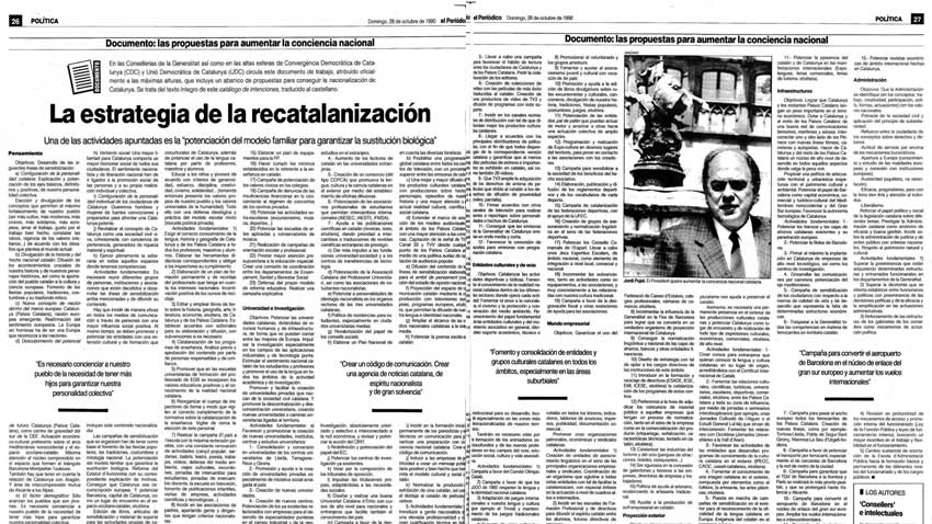 Las bases del programa 2000 para «recatalinizar» Cataluña