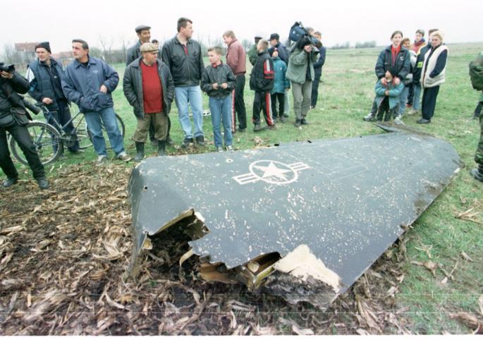 Una de las alas del F117 derribado